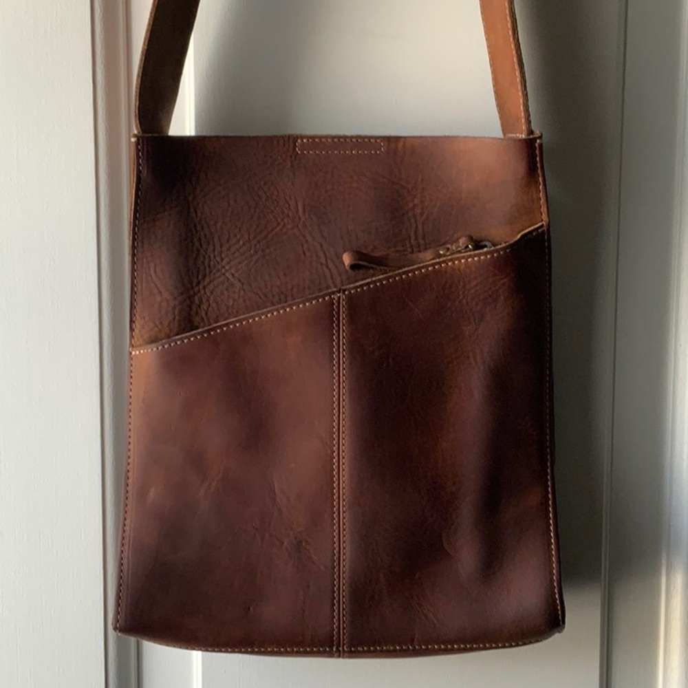 Bob Timberlake Thick Brown Leather Handbag
